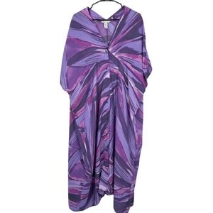 H&M Purple Abstract Swirl Print Maxi Dress Kimono Kaftan Resort Mumu Maxi XS/S